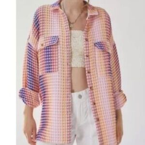 BDG Stanley Waffle Knit Oversized Shirt Jacket